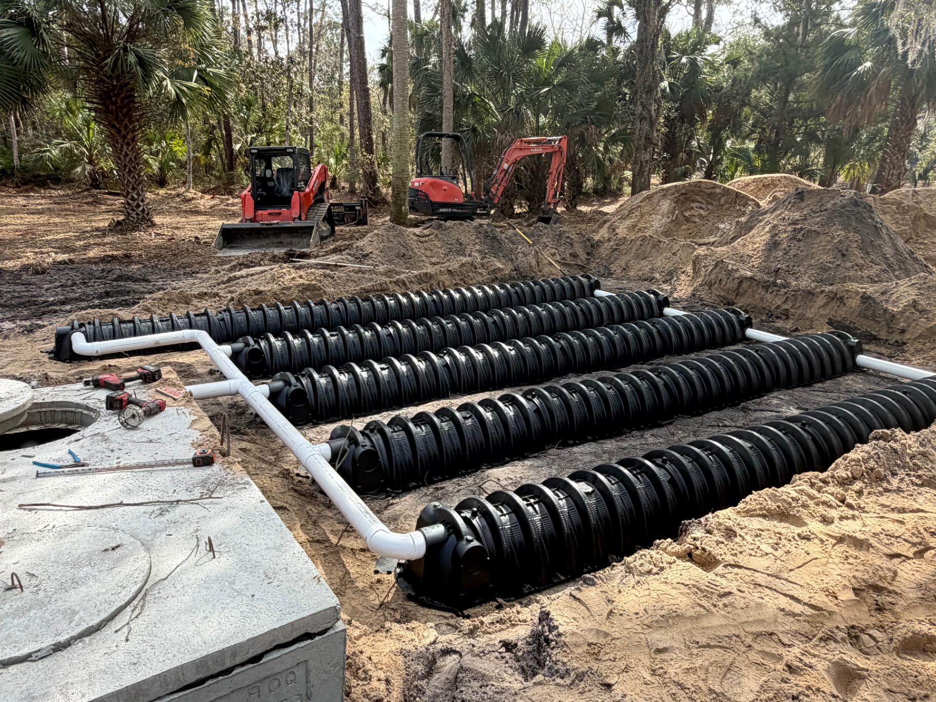 Drain field installation by Jones Plumbing